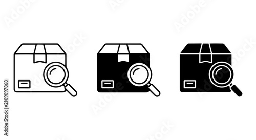 Foto Delivery Box Search Icons, Package Magnifier Icons, Shipping Investigation Vecto