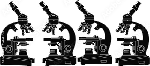 Konstfotografi Microscope silhouette collection, science outline figure, biology motif illustra
