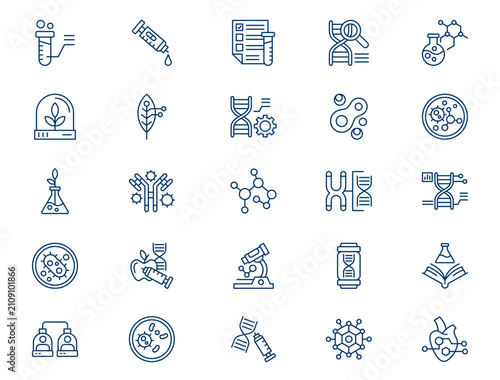 Advanced biotechnology outline collection presents detailed genetic engineering elements. Laboratory science concept