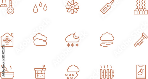 Fotografía temperature thermometer line vector icons collection with weather, climate, heat