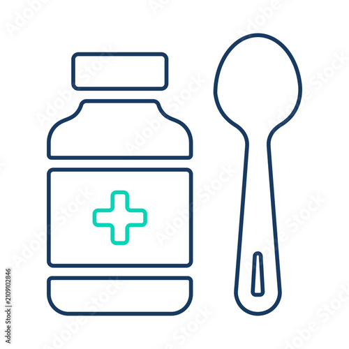Принти на полотні Simple line icon featuring a bottle of liquid medicine with a medical cross symb