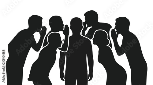 Group of People Whispering Secrets and Spreading Rumors Concept Illustration