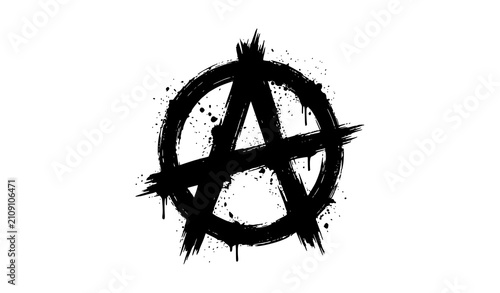 Foto Black anarchy symbol with brushstroke effect on white background