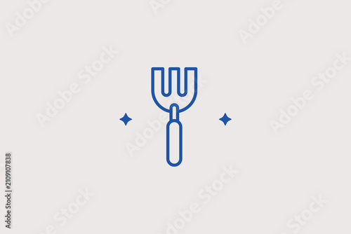Fotografía Baby plastic fork line icon for kids tableware store