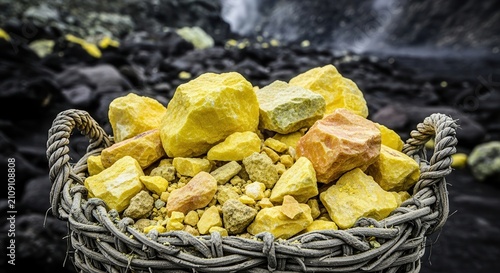 gold nuggets in a basket