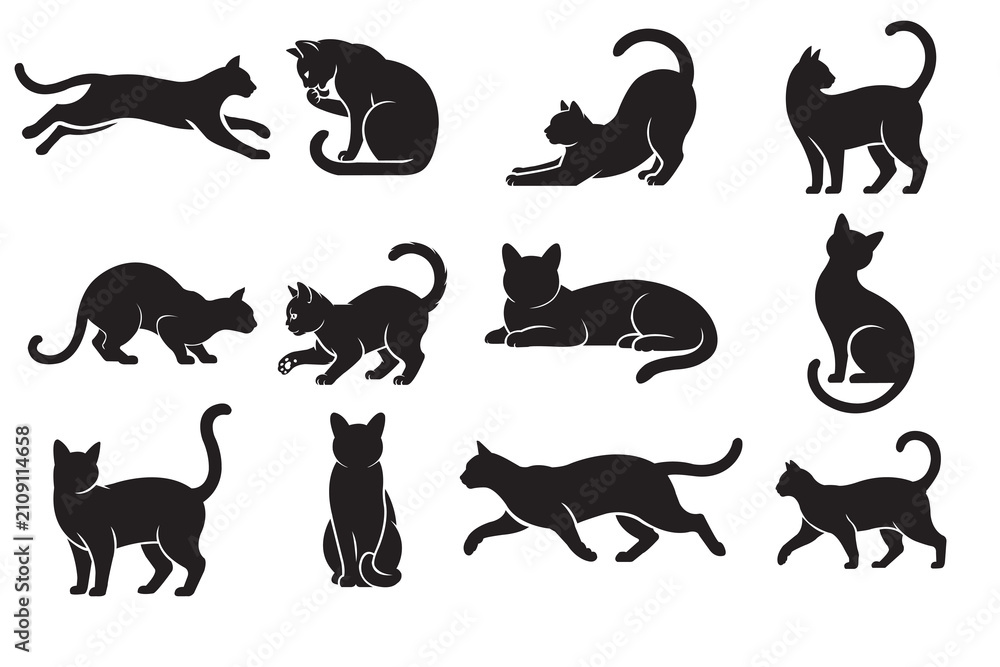 Obraz premium Black Cat Silhouettes Vector Collection