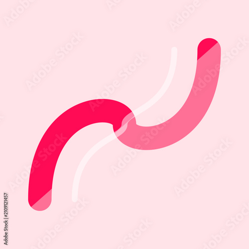 Modern minimalist abstract red pink curved swoosh lines on light pastel pink background graphic illustration