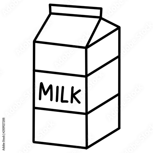 cartoon illustration outline of a milk carton