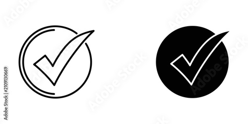 Tableau sur toile Check mark in circle validation icon set with validation approved confirmed veri