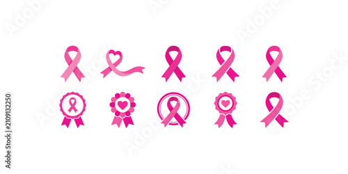 Pink ribbon collection for breast cancer awareness and support campaigns
