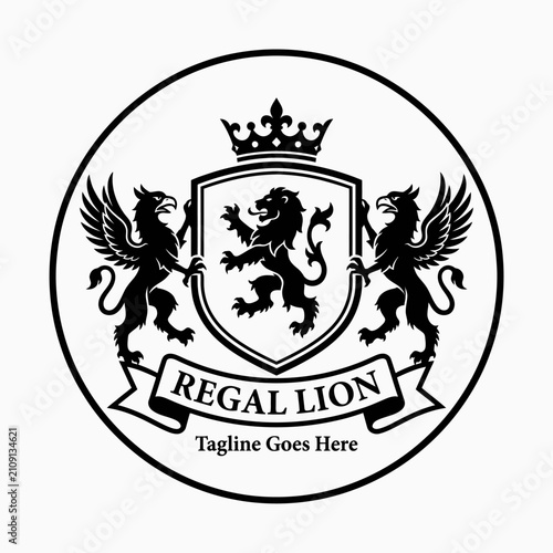 Ornate vintage emblem for luxury brands, heritage, and prestigious institutional identity.