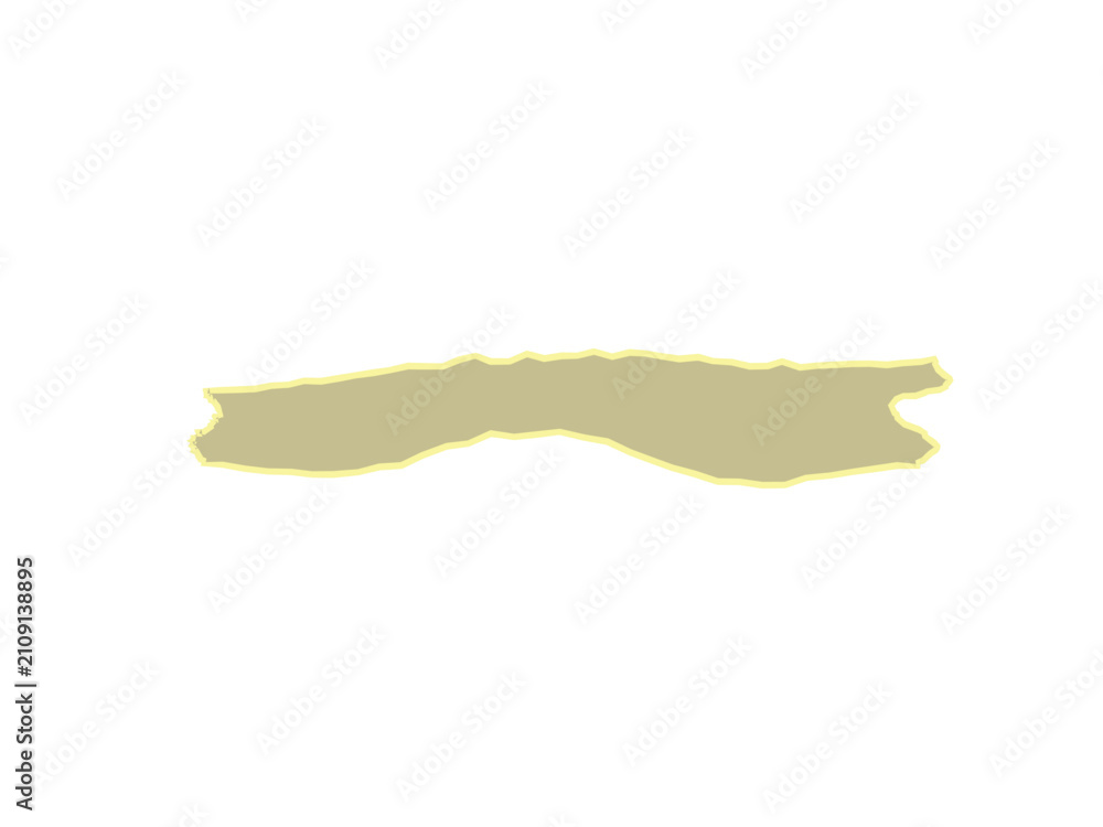 Fototapeta premium A single piece of beige torn paper with a thin yellow decorative border