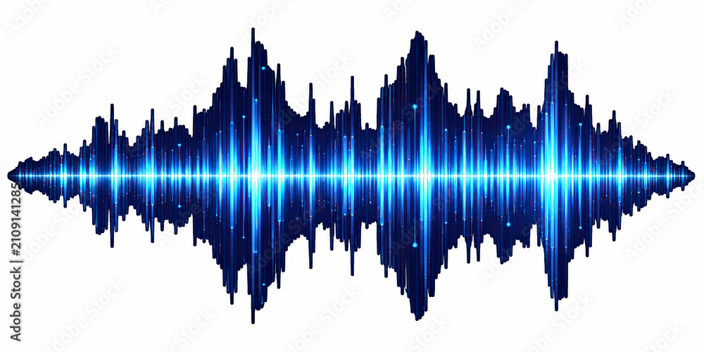 Obraz premium Bright blue digital sound wave graphic on a dark background