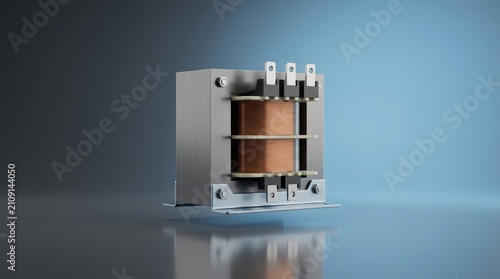 Isolation transformer 3D render industrial electrical safety device for circuit isolation equipment protection and power conditioning