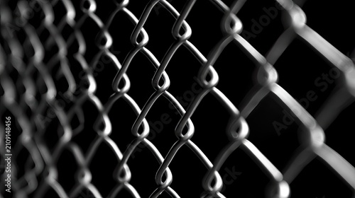 Close-up of a Chain Link Fence Pattern in Black and White.