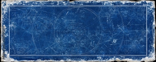 Vintage Blueprint Background with Faded Details and Torn Edges.