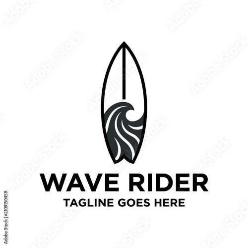 Photography Dynamic surfing emblem for beach lifestyle, sports, and summer tourism brands