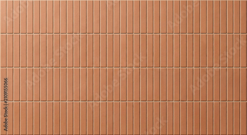Minimalist terracotta vertical tiles with a matte finish and uniform grout lines offer a clean and contemporary architectural background for design.