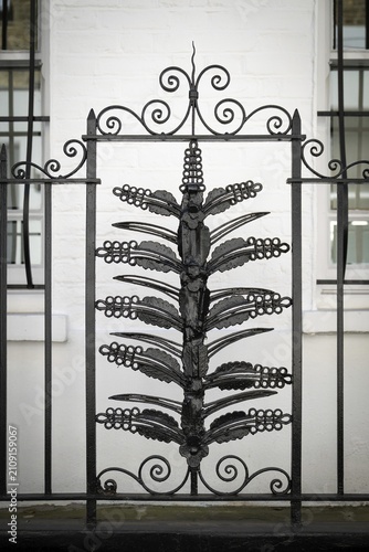 Decorative black metal mesh with floral patterns, Chelsea, London, Great Britain, England, Great Britain