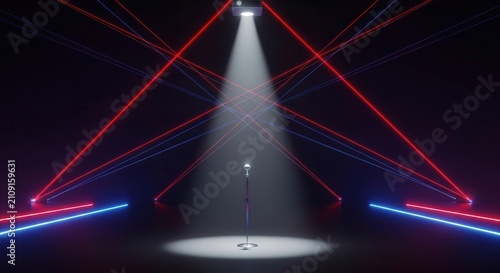 Spotlight on Vintage Microphone, Stage Lighting, Performance Concept