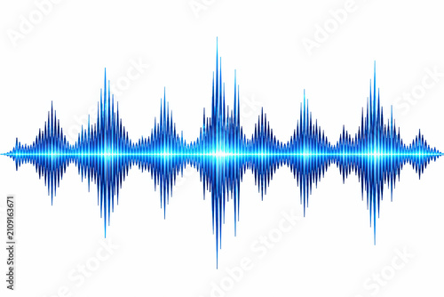 Glowing blue sound wave icon representing digital audio frequency