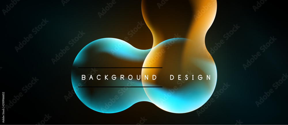 Naklejka premium Abstract fluid shapes, vibrant colors, dark background. Modern design elements create dynamic visual impact. Text reads background design.