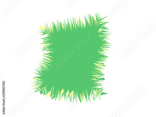 Vibrant patch of green grass with textured blades and yellow highlights