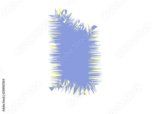 Abstract blue brush stroke with yellow textured edges and rough design