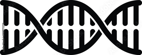 Cuadro en lienzo DNA double helix vector icon, black genetic spiral, science research symbol