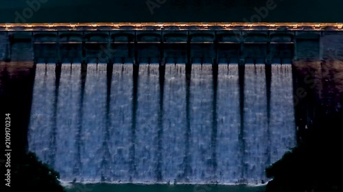 Night illuminated view of Tai Tam Tuk Dam. July 18 2026