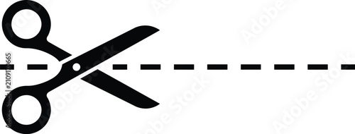Fotografía Black scissors icon with dashed cut line, coupon border vector, voucher symbol
