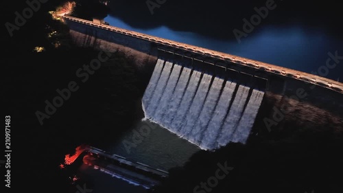Night illuminated view of Tai Tam Tuk Dam. July 18 2026