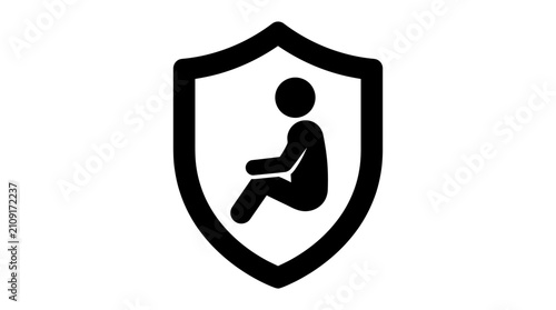 Foto Personal health security represented by a human figure safely encased within a protective shield icon highlights the concept of individual wellness, insurance coverage, and bodily safety