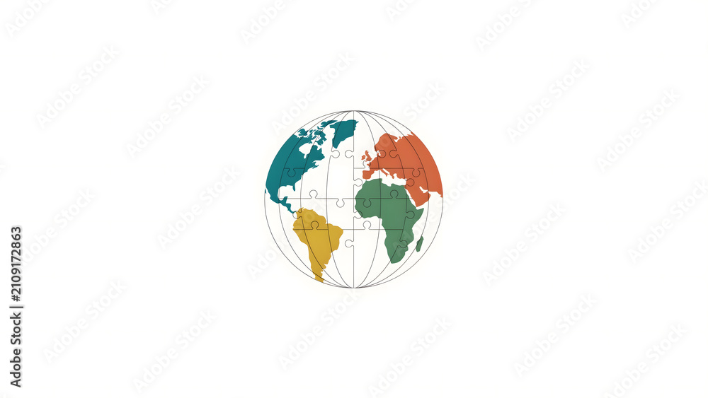 Fototapeta premium United nations day for south south cooperation global unity puzzle concept