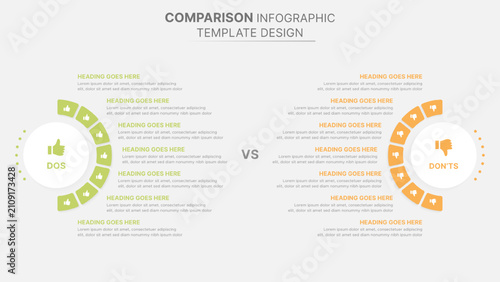 Dos and Don'ts Comparison Business Infographic Template with Circular Layout