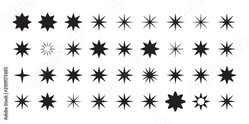 Obraz na płótnie Set of star icons vector, collection of star and sparkle vector design illustration