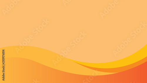 Abstract orange and yellow curved wave background with smooth layered gradient shapes in modern minimalist decorative artwork
