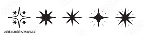 Fotografía Set of sparkle icons vector, collection of star and sparkle vector design illustration