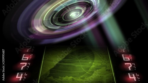 Futuristic scanning machine displaying data