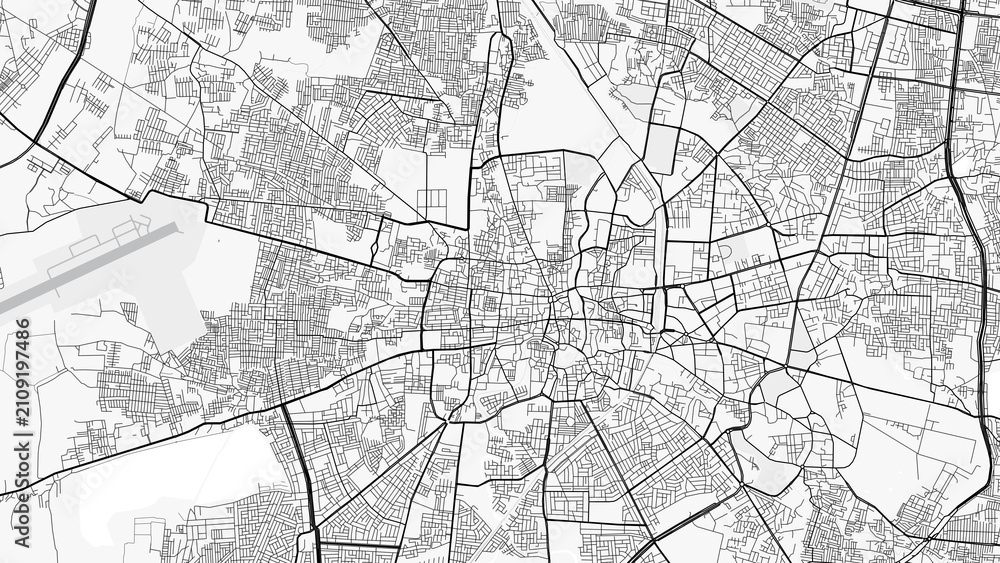 Naklejka premium Indore City Map. Minimalist black and white line art poster for printing, wallpaper, wall art, and map resources for home and office decor