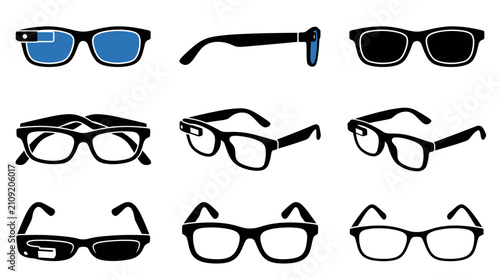 Eyeglasses frames displayed in multiple silhouettes offer various styles of modern optical vision correction for fashionable daily eyewear.