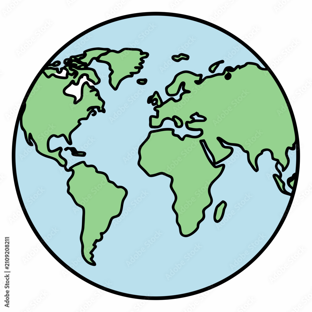 Obraz premium World Map Vector Illustration Minimalist Style With Green Landmasses