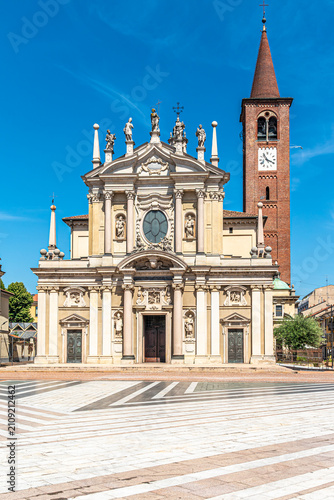 View at the Basilica of San Giovanni Baptista in the streets of Busto Arsizio - Italy