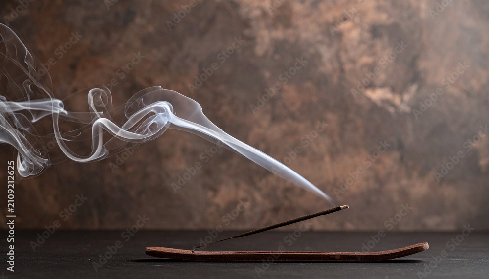 Fototapeta premium Incense smoke wisp for spa wellness. Zen meditation background with aromatic smoke trail.