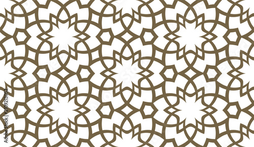 Moorish Star Lattice Seamless Pattern, Islamic Girih Repeat Vector
