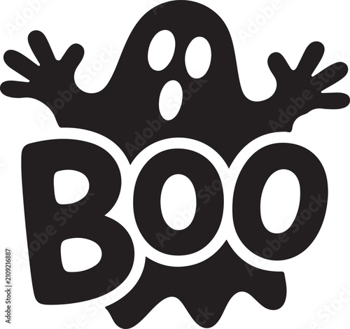 Foto Fun cartoon ghost saying boo with waving hands