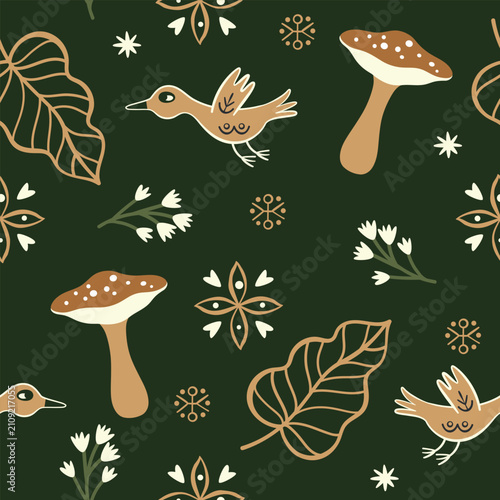 Scandinavian Folk  Art Seamless Pattern