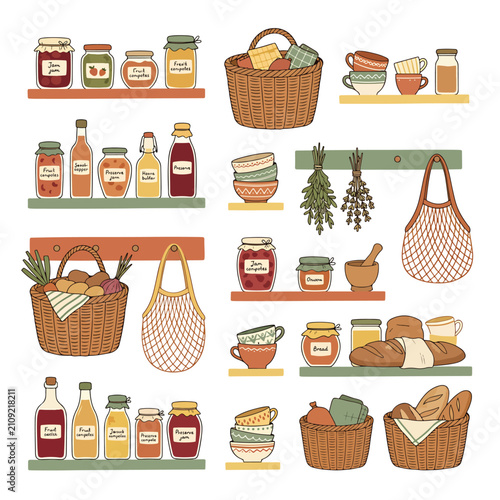 Fotografía Assortment of wine bottles and wine accessories on white background