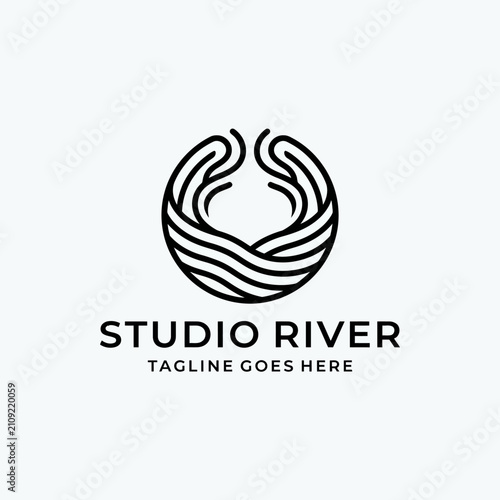 Flowing water emblem ideal for creative studios or spas.