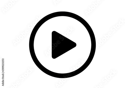 Black play button icon with a triangle inside a circle for media player interface isolated on transparent background